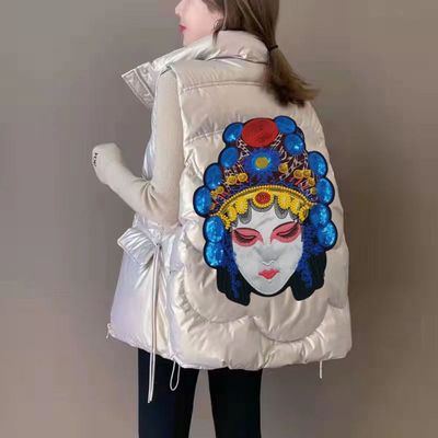 白色新中式羽绒马甲百搭外连帽洋气加厚高档褂子马背心外套