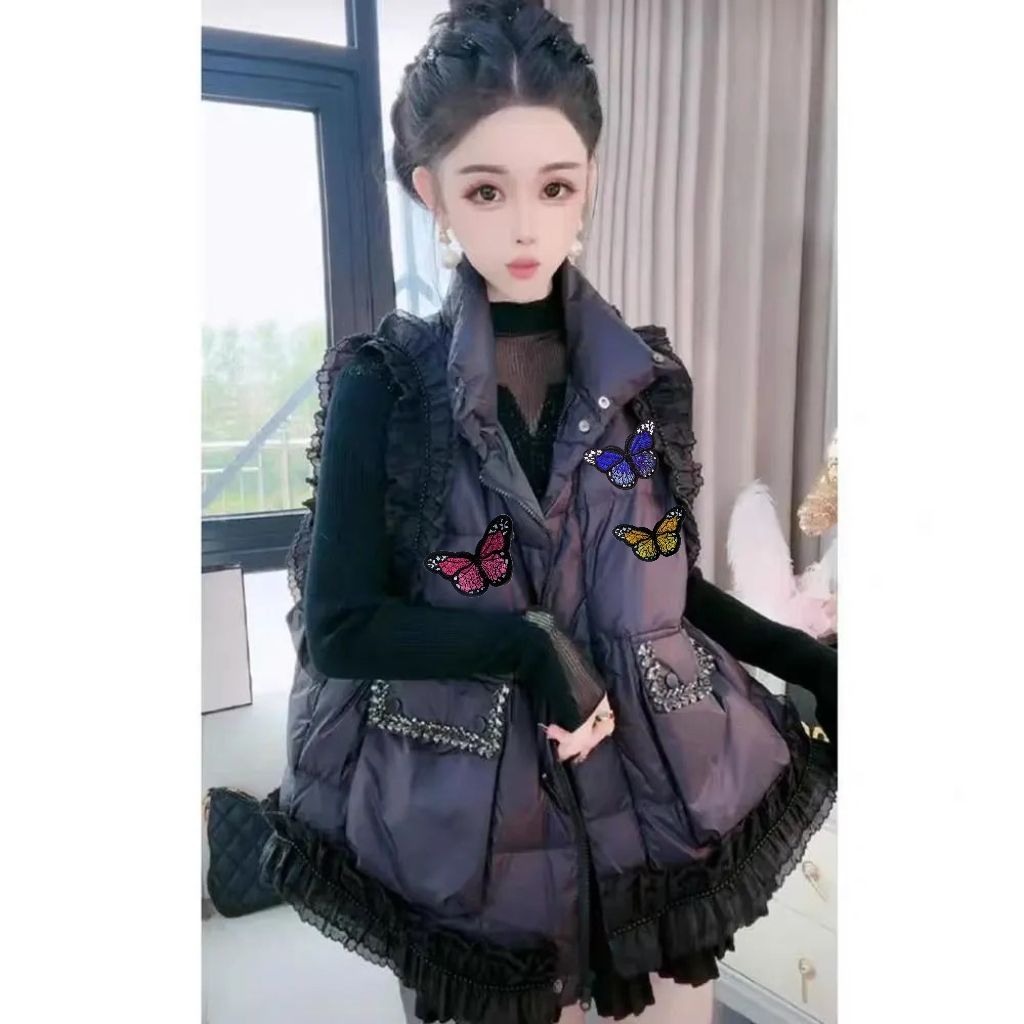 拉德秋冬羽绒亮面时尚马甲2025坎肩新款宽松短款立领背心外套