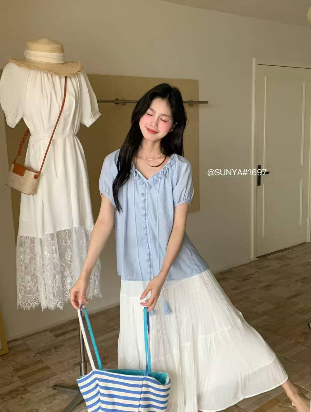 韩系甜美设计感短袖衬衫女2025夏季宽松显瘦洋气减龄百搭流苏小衫