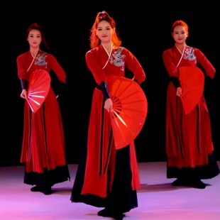 雪龙吟年会表演服骁的舞蹈服鼓舞国风舞剑侠客扇子舞夏辉演出服女