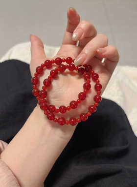 2026年新款天然红玛瑙手链女款小众叠戴手串紫色饰品转运