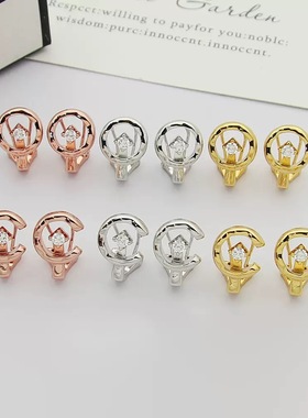 Jennie2025年新款潮星月菱格纹耳夹女小众设计感高级无耳洞耳骨夹