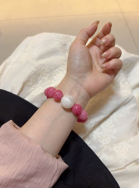 2026年新款蔷薇石手链女款小众叠戴手串紫色饰品转运招桃花