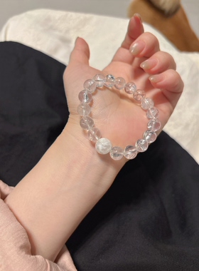 2026年新款白水晶手链女款小众叠戴手串紫色饰品转运招财