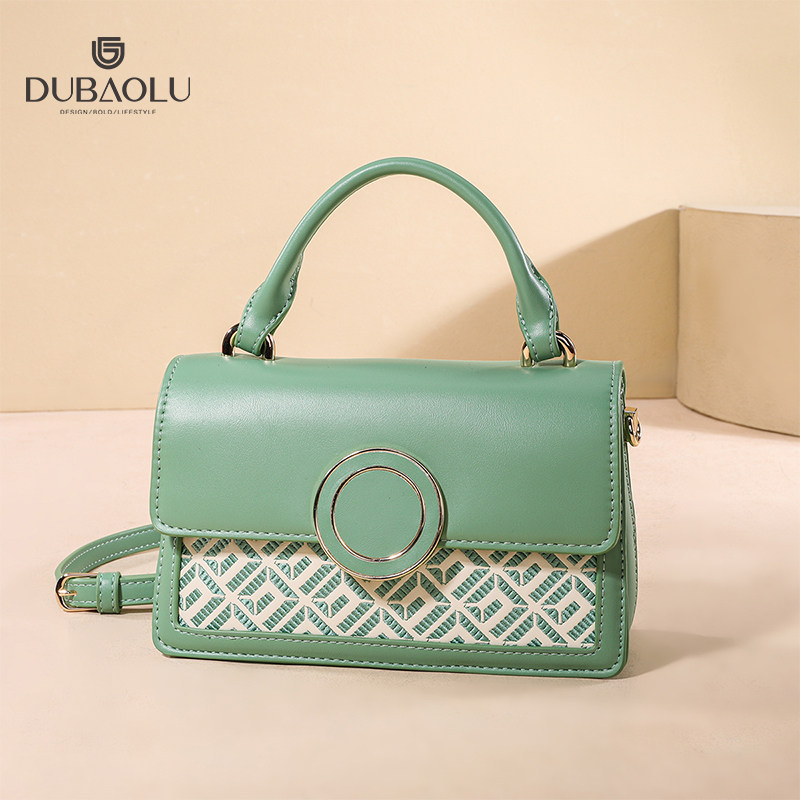 都宝路新款时尚轻奢圆形质感国潮风回字纹刺绣手提单肩斜挎小方包