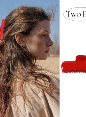 高版本Jennie同款醋酸抓夹大号发量多红色矩形高级2025新款鲨鱼夹