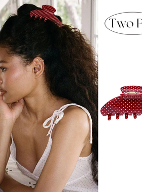 emijay同款红色波点抓夹夏天轻奢风高级感2025新款发夹头饰鲨鱼夹