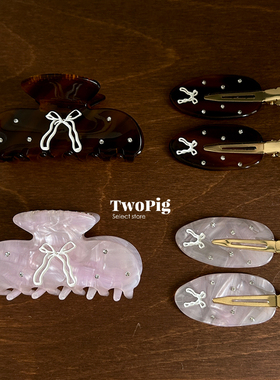 瑞典小众设计镶钻蝴蝶结发夹可爱百搭气质刘海bb夹后脑勺头发抓夹