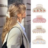 emijay同款 樱桃派发夹后脑勺抓夹cherry甜美可爱水钻镶钻醋酸发饰