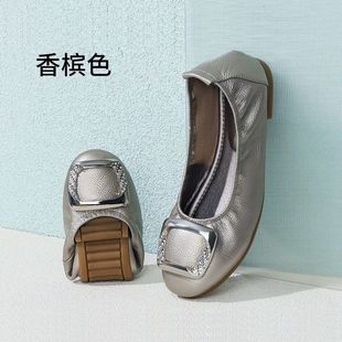 女妈妈鞋 春季 瓢鞋 踏青款 软底四季 2025新款 平底单鞋 春秋豆豆鞋