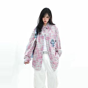 梁拌泡菜美式 上衣 复古蕾丝光感变色防晒衬衫 外套春秋情侣款