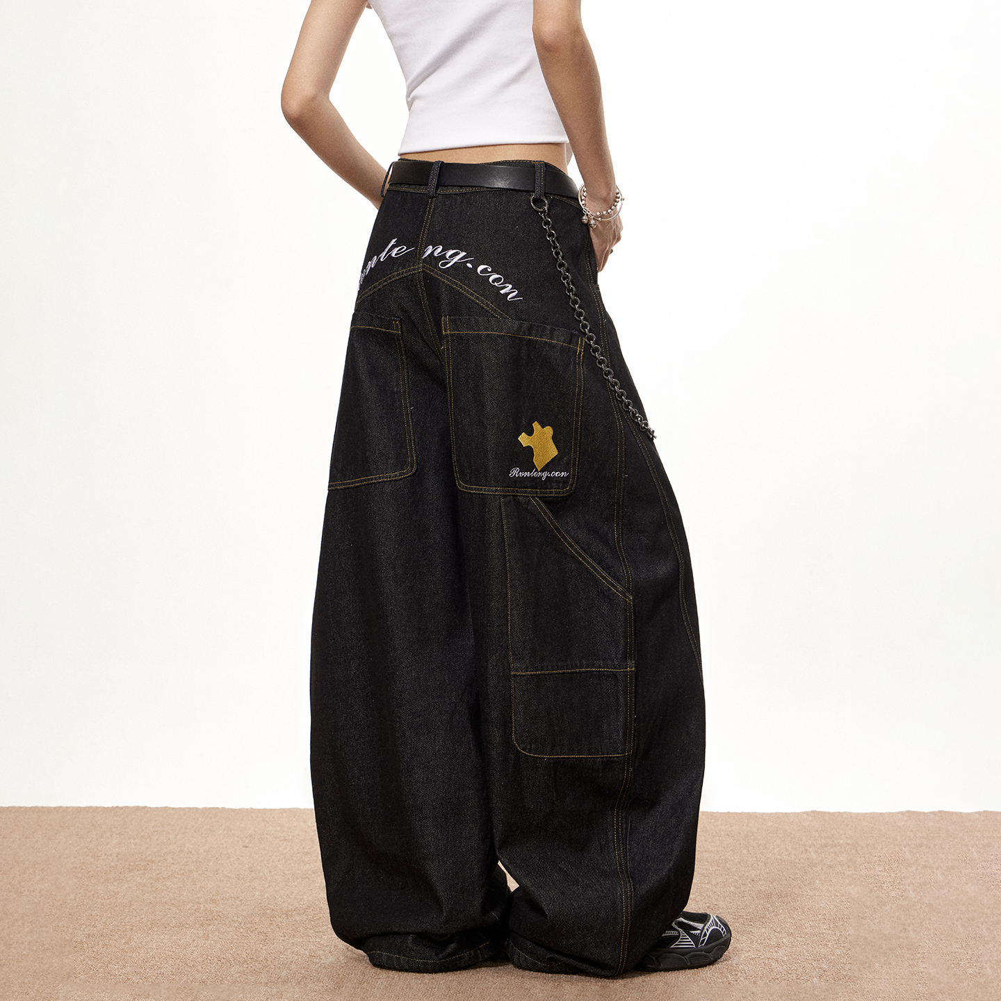 梁拌泡菜美式复古设计感牛仔裤男女宽松百搭长裤街头休闲阔腿裤