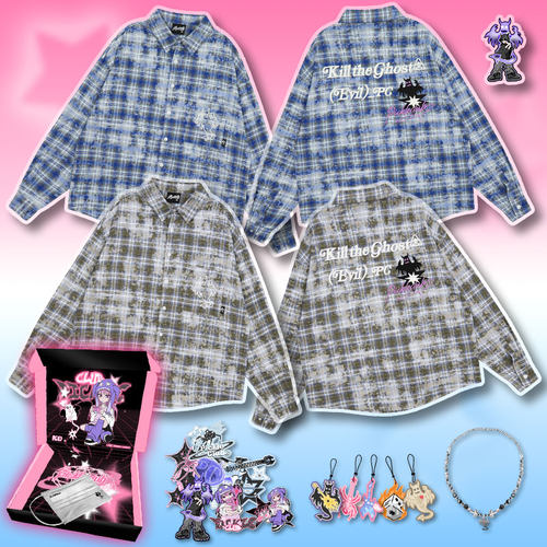 梁拌泡菜美式复古幽灵刺绣格子长袖衬衫短袖防晒外套休闲百搭上衣