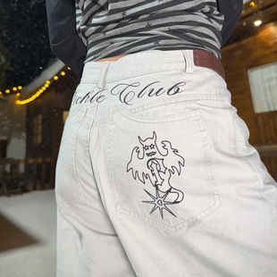 休闲裤 梁拌泡菜LBPC美式 男女设计感宽松百搭长裤 阔腿裤 复古工裤