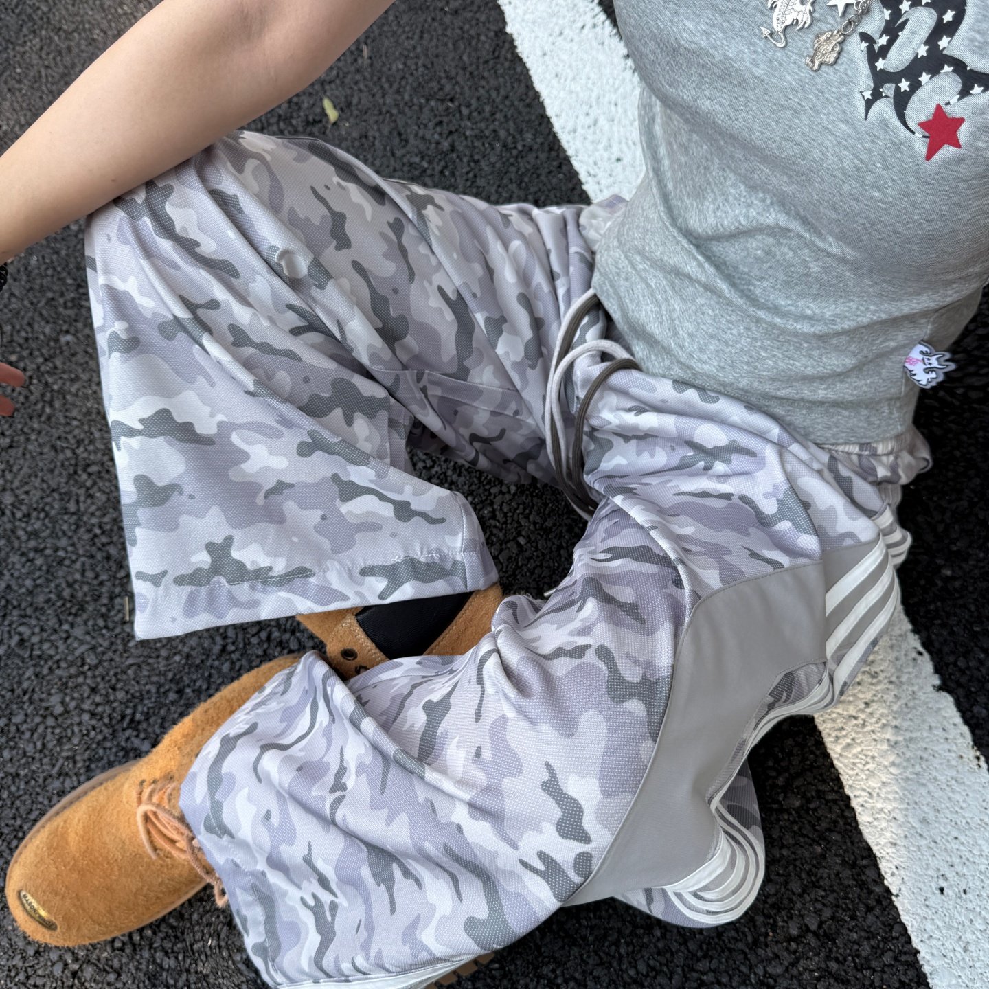 梁拌泡菜美式复古迷彩双腰拼接条纹阔腿裤女宽松休闲长裤运动裤,女装/女士精品,休闲裤,淘宝优惠券,粉丝福利购,淘宝优惠卷