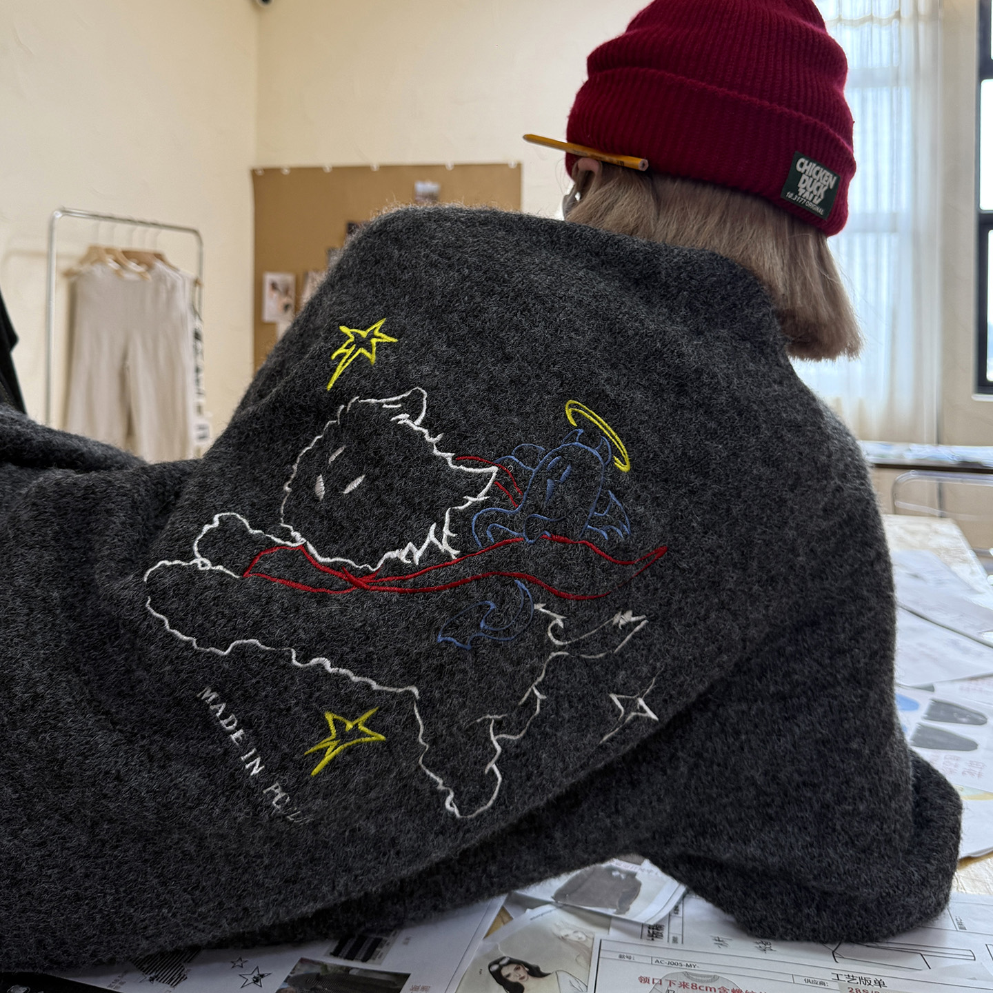 梁拌泡菜美式复古小狗开衫毛衣情侣同款原创设计休闲百搭上衣外套