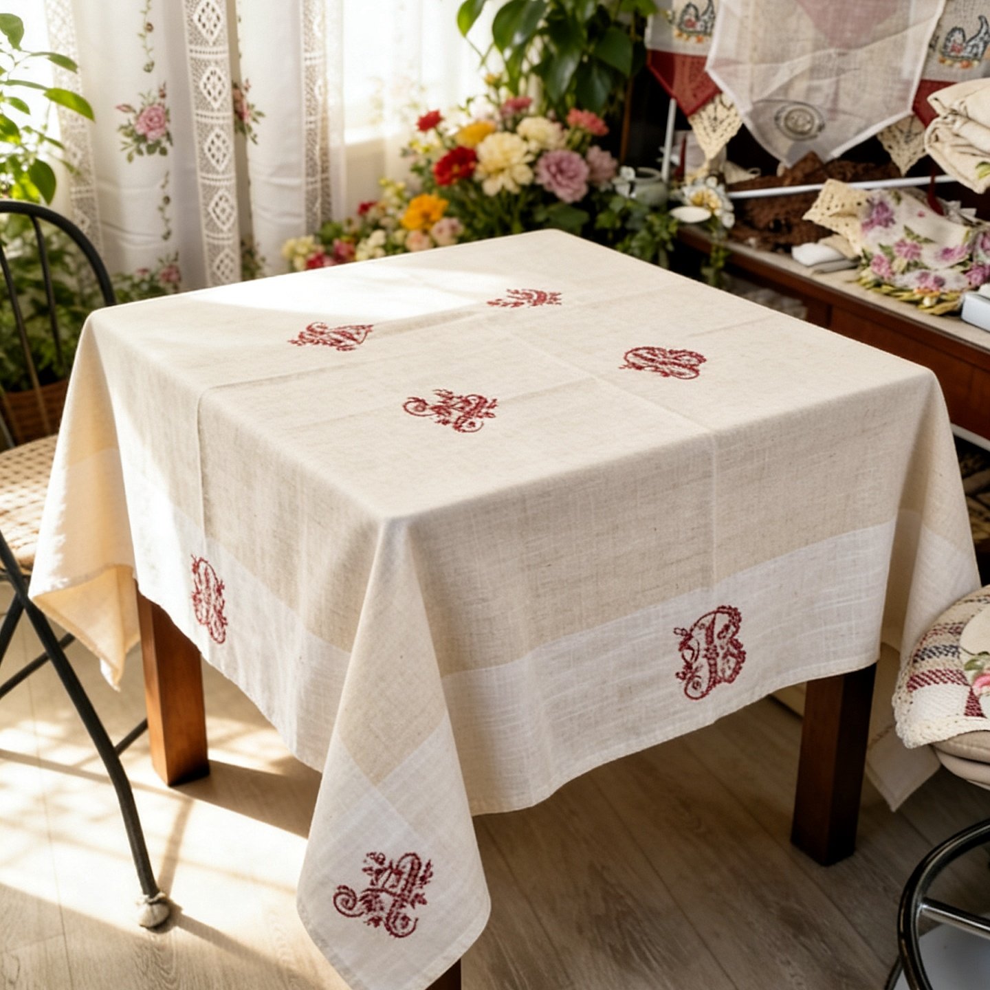 加厚棉麻刺绣桌布正方形盖巾布艺字母绣出口原单沙发靠背巾电视,居家布艺,桌布,淘宝优惠券,粉丝福利购,淘宝优惠卷