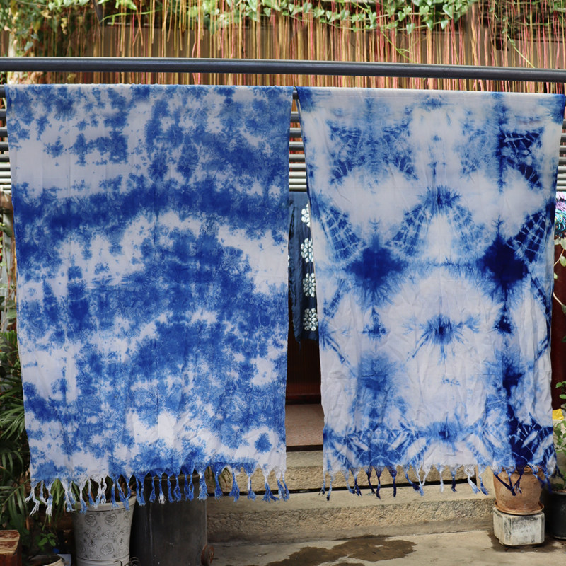 云南大理扎染围巾披肩手工蓝染植物染棉麻文艺长围巾防晒旅拍薄款,服饰配件/皮带/帽子/围巾,围巾/丝巾/披肩,淘宝优惠券,粉丝福利购,淘宝优惠卷