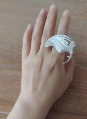 手工硅胶叶子戒指贝珠指环时尚气质高级感