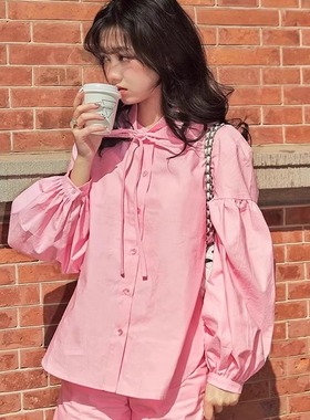 小末家《卿卿》国风新中式娃娃袖百搭蝴蝶结衬衫F20106