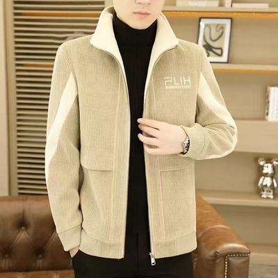 灯芯绒夹克男2025秋季新款休闲时尚气质工装春秋男装修身加绒外套