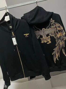 boy秋冬新品男女同款休闲宽松时尚百搭情侣连帽垃链卫衣外套