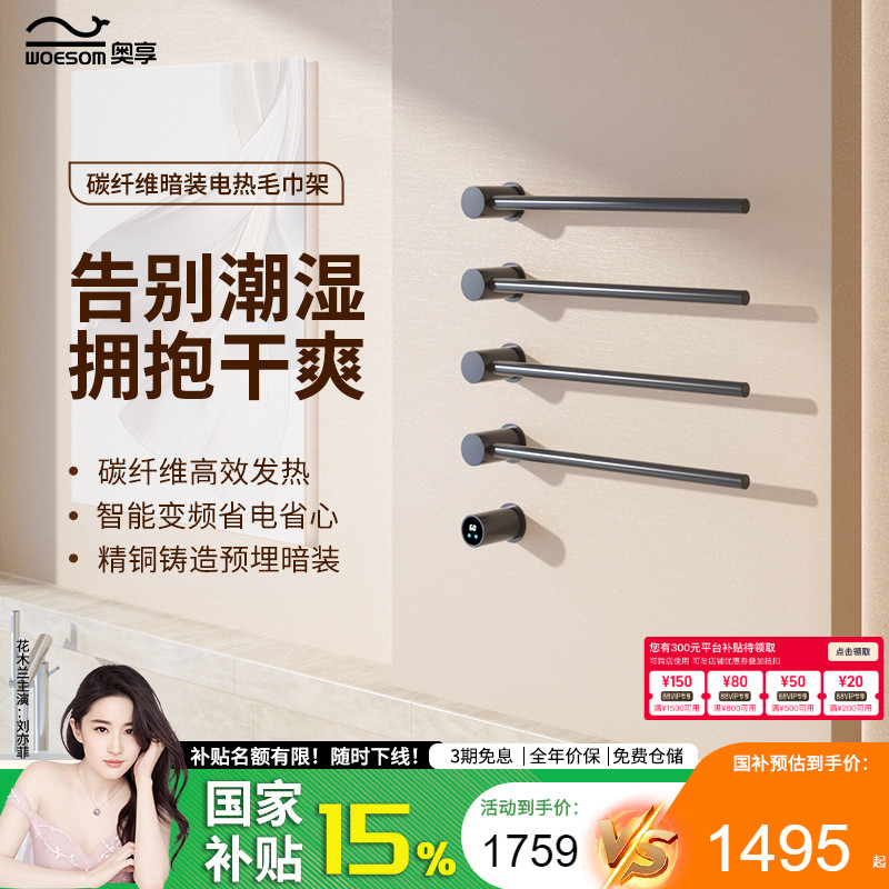 德国奥享全铜电热毛巾架