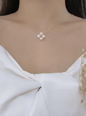 四叶草小众设计感珍珠项链送女友