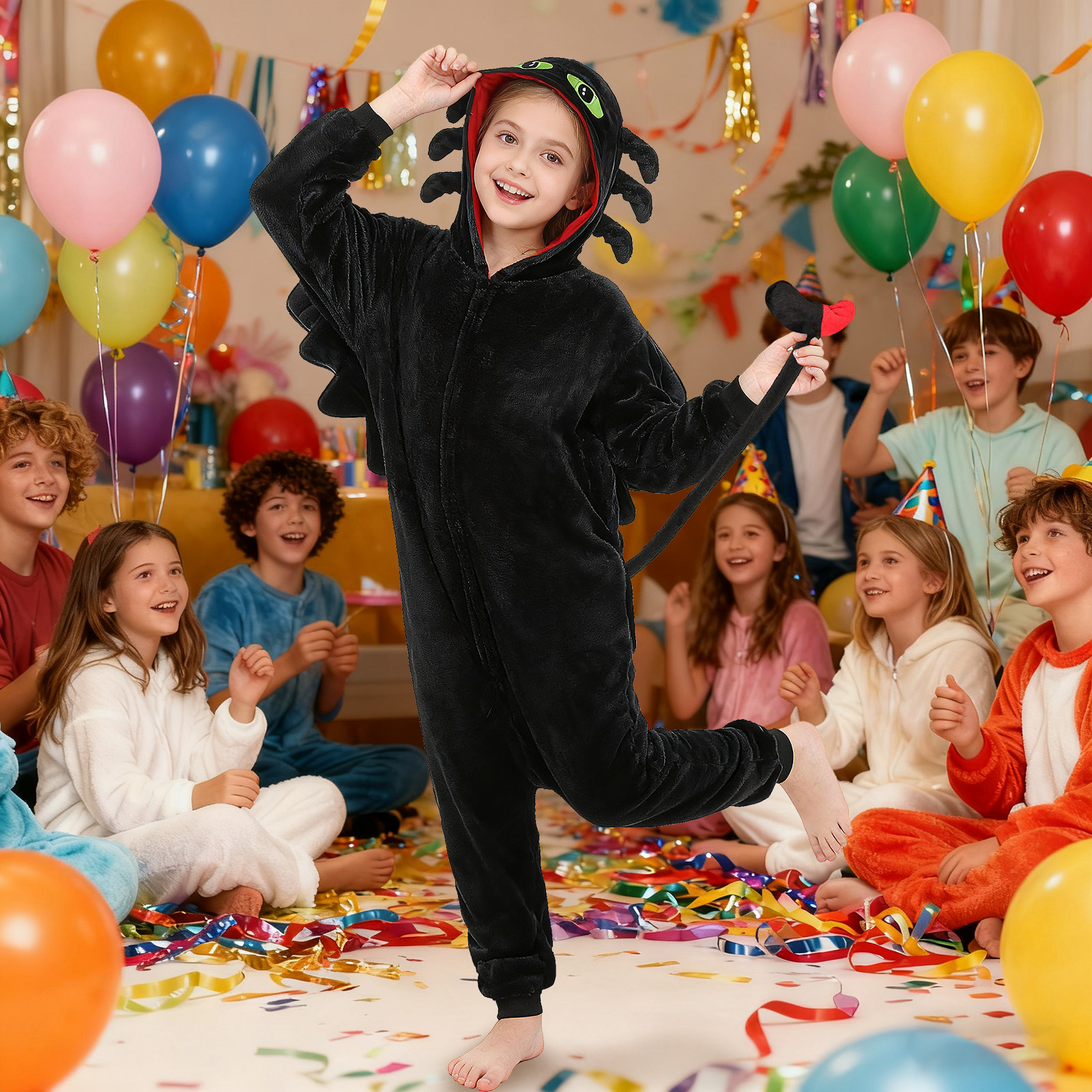 黑龙法兰绒珊瑚绒卡通动物连体睡衣钢铁侠超人三眼怪家居服可外穿