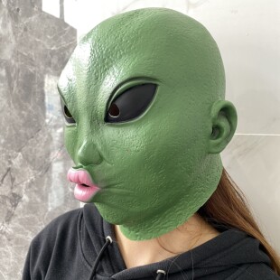 丑东西外星人怪怪鱼嘟嘴搞笑沙雕绿鱼头套动物全脸面具跳舞搞怪
