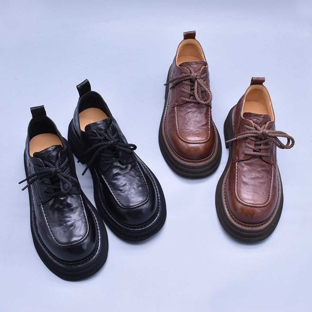 微瑕清~头层牛皮复古英伦鞋春秋季新款植鞣小皮鞋百搭系带女单鞋,女鞋,深口单鞋,淘宝优惠券,粉丝福利购,淘宝优惠卷