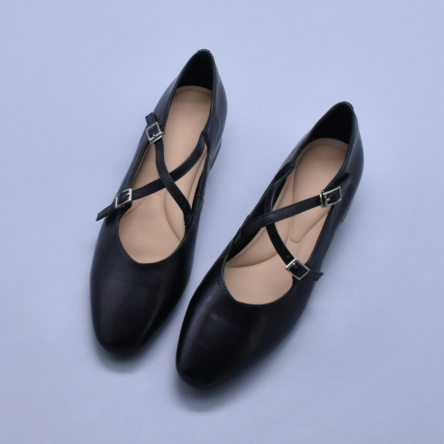 清~粗跟百搭牛皮复古交叉新款软面优雅玛丽珍超稳低跟小黑皮鞋潮,女鞋,玛丽珍鞋,淘宝优惠券,粉丝福利购,淘宝优惠卷