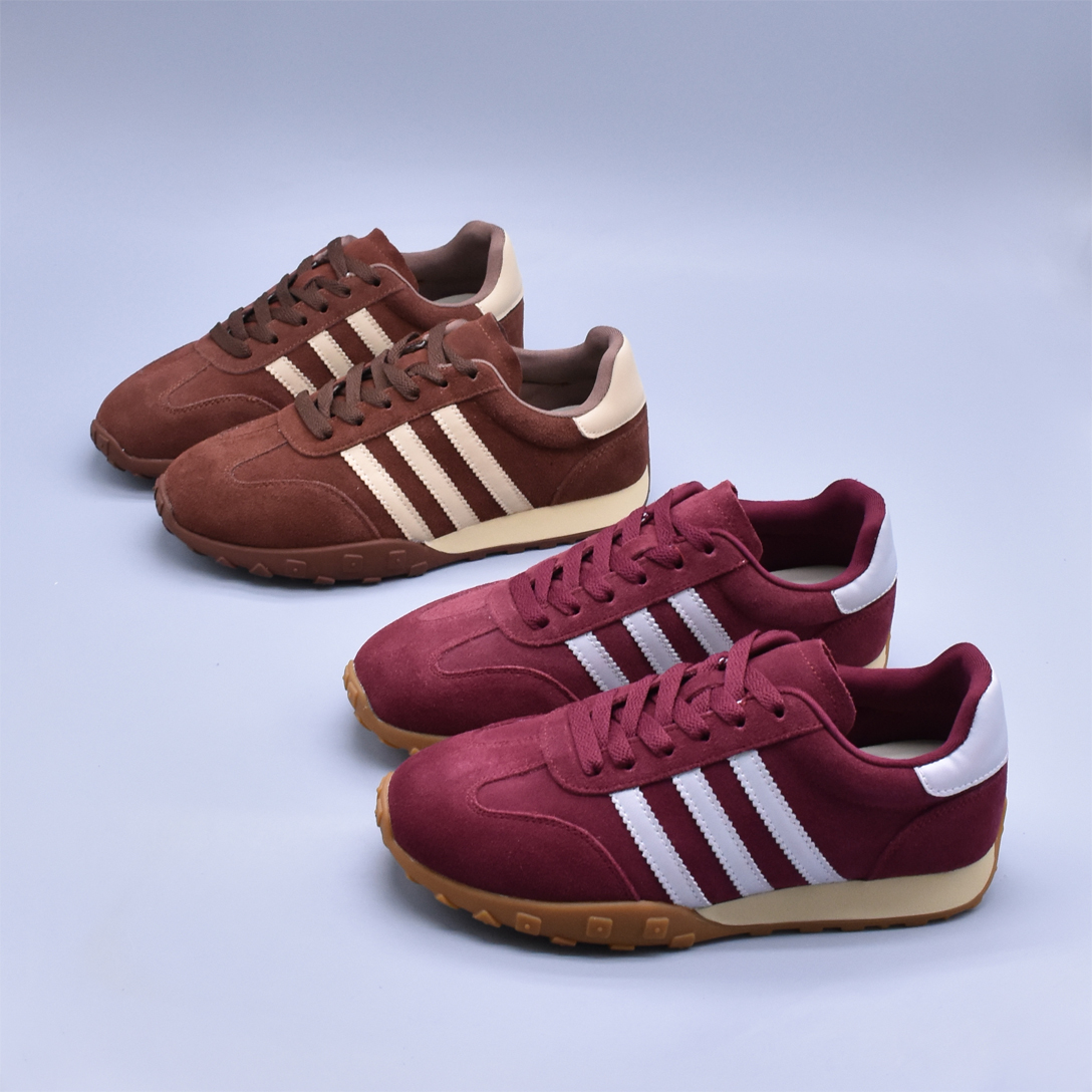 春季真皮小白鞋德训鞋圆头板鞋百搭平底运动红色软底休闲鞋女鞋潮