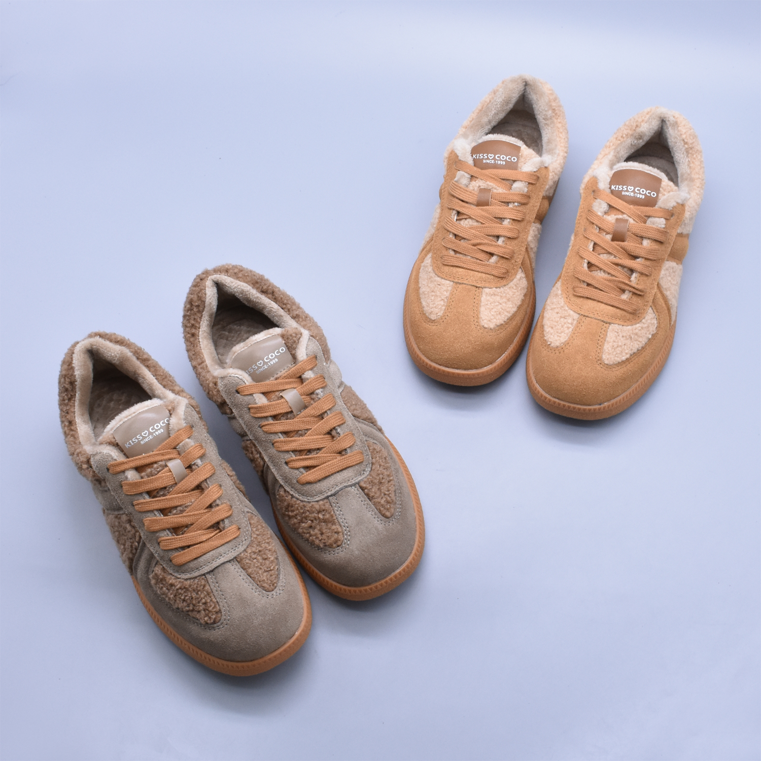 复古加绒德训女华夫圆头软面阿甘鞋运动休闲软底真皮百搭冬季棉鞋