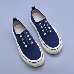 去繁从简新款休闲透气百搭厚底增高软底一脚蹬帆布鞋子猪皮鞋垫潮