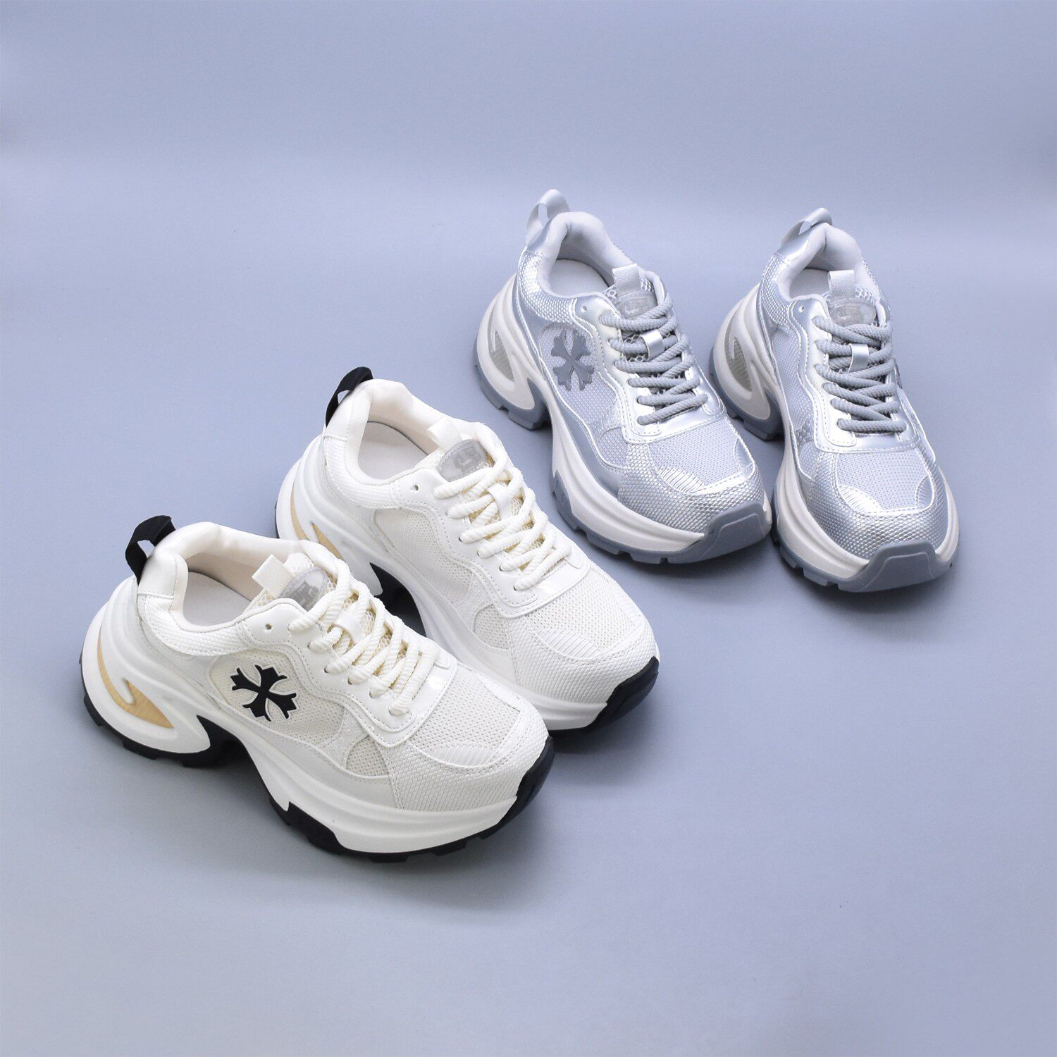 微瑕秋季新款增高显瘦小白鞋运动轻便休闲鞋真皮十字花老爹鞋女鞋