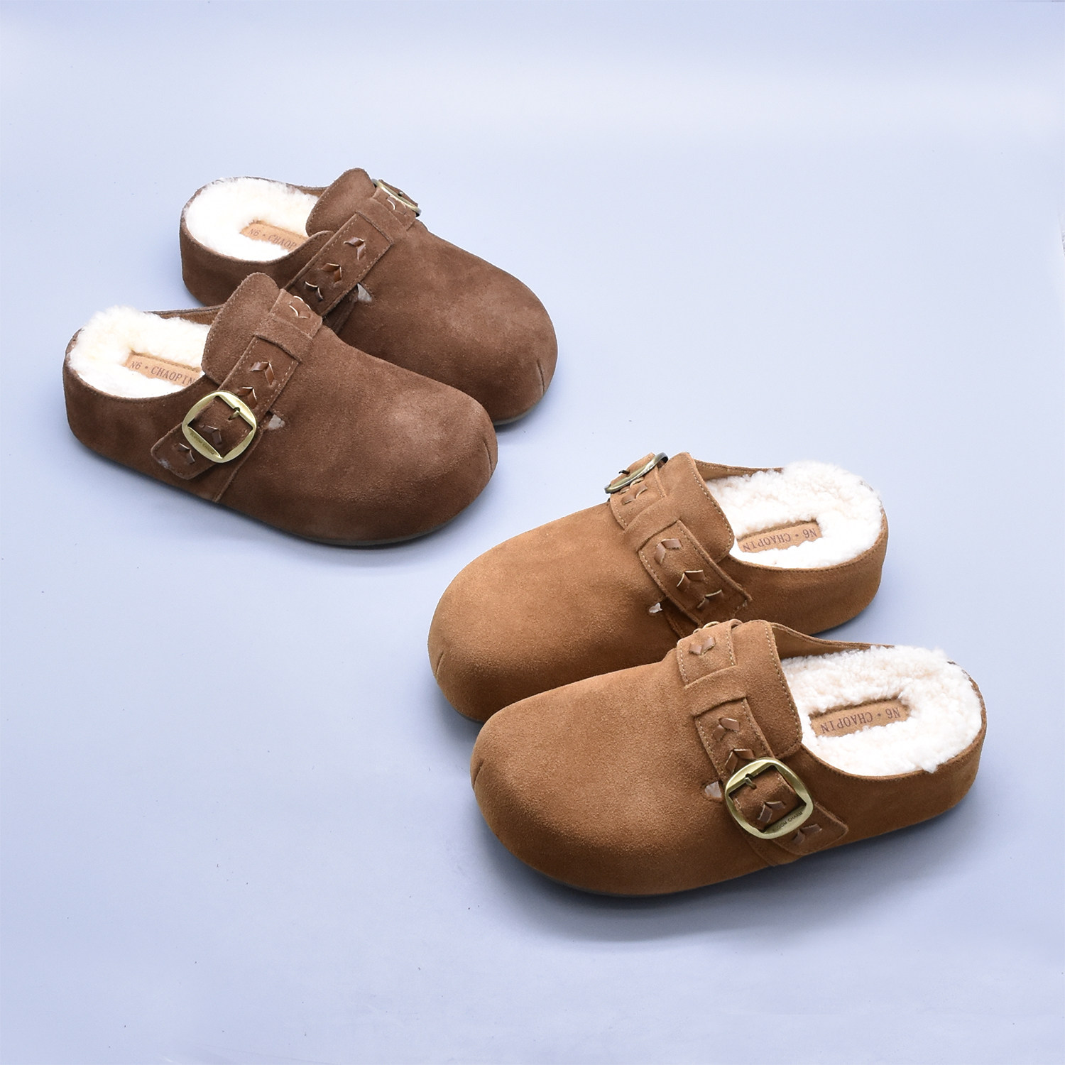 秋冬羊毛鞋垫外穿拖鞋厚底豆豆鞋百搭棉拖鞋真皮休闲小土豆勃肯鞋,女鞋,包头拖,淘宝优惠券,粉丝福利购,淘宝优惠卷