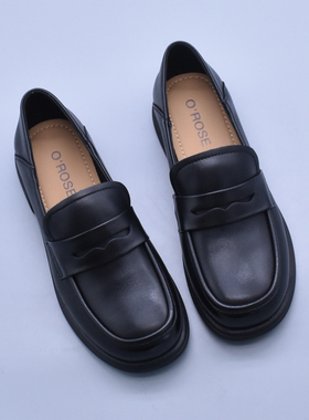 韩版头层牛皮乐福鞋一脚蹬软底小皮鞋JK鞋显瘦百搭英伦风黑色单鞋