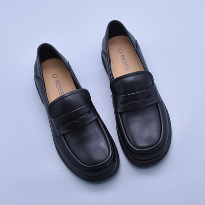 韩版头层牛皮乐福鞋一脚蹬软底小皮鞋JK鞋显瘦百搭英伦风黑色单鞋