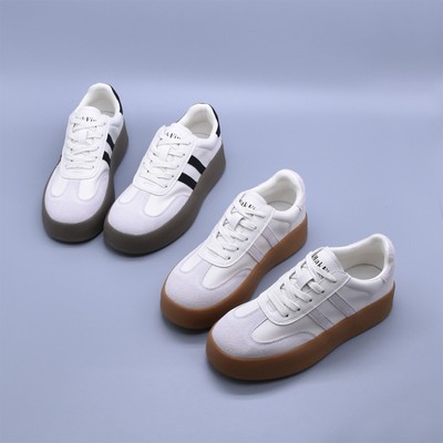 厚底百搭牛皮阿甘鞋休闲轻便舒适型INS超火休闲圆头防滑德训女鞋