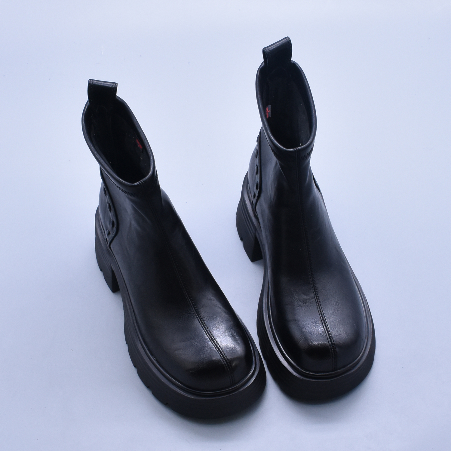 2025秋冬新款厚底加绒增高瘦瘦靴短靴及裸靴女复古粗跟弹力靴包邮