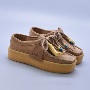 微瑕牛皮复古串珠袋鼠小面包勃肯鞋百搭运动软底舒适厚底大码单鞋