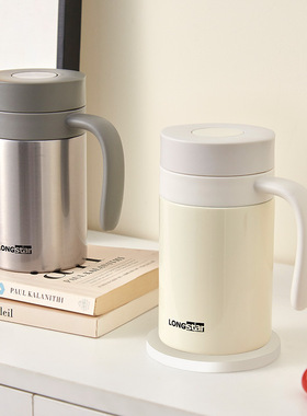 双层带把手不锈钢保温杯办公室泡茶杯保温保冷304真空杯茶杯