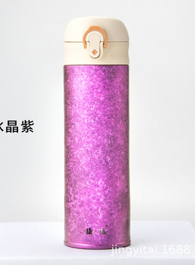 康钛纯钛保温杯双层钛合金大容量弹跳盖男女水杯冰花工艺带盖