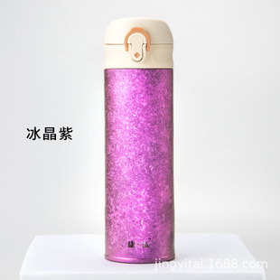 康钛纯钛保温杯双层钛合金大容量弹跳盖男女水杯冰花工艺带盖