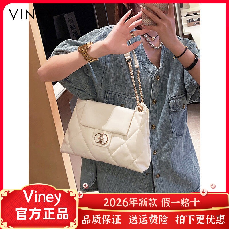 Viney包包女士网红新款斜挎真皮托特通勤大容量大包小香风链条包