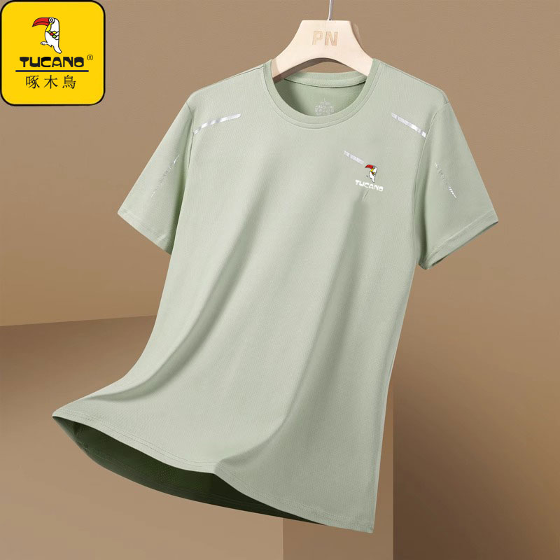 啄木鸟夏季冰丝短袖T恤男凉感运动休闲体恤半袖透气速干跑步上衣