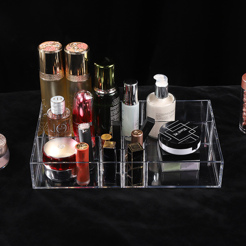 ins亚克力大号透明桌面化妆品收纳盒子多格口红收纳桌面整理架子