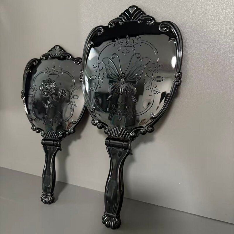 包邮 韩国复古镜子魔法蝴蝶花镜 手柄镜子折叠镜化妆镜台镜