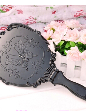 包邮蝴蝶手柄镜子魔镜蝴蝶折叠镜化妆镜美容院专用纹绣镜复古